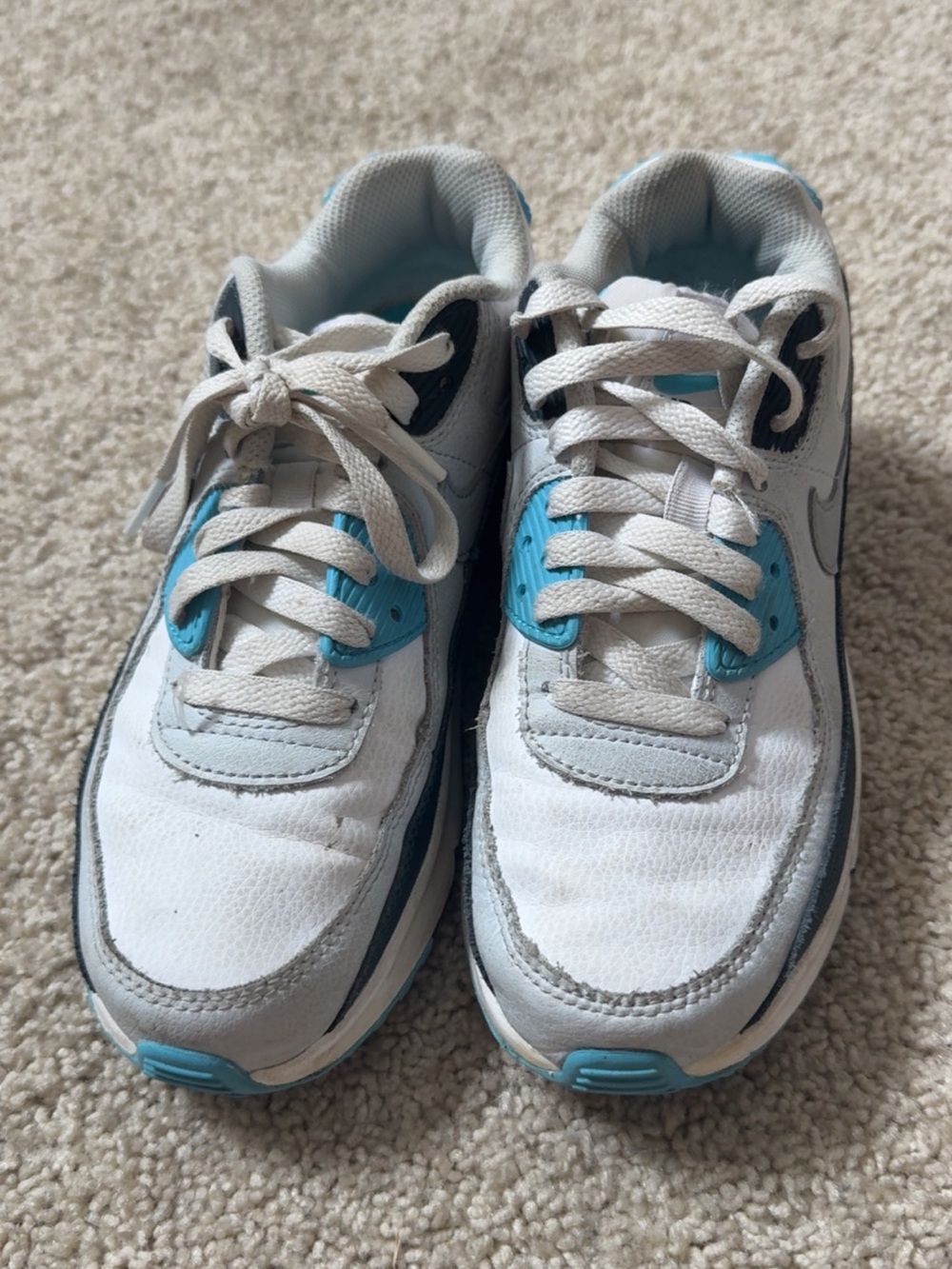 Nike Kids White and Light Blue Sneakers